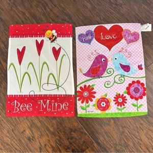 Evergreen lot of 2 valentines day outdoor decor garden flags